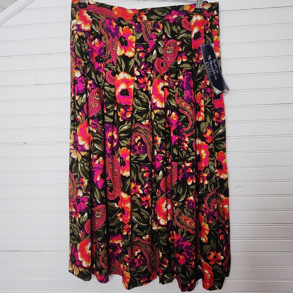 Vintage Norton McNaughton Petite‎ Floral Paisley Maxi Skirt Rayon Size 14 USA